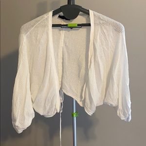 White knit very short cardigan